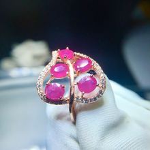 Moda rubi anel frete grátis natural e real rubi 925 prata esterlina jóias finas 4*6mm 2024 - compre barato