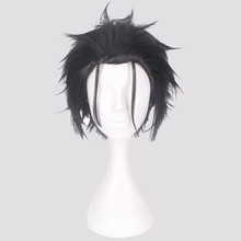 Peluca de Cosplay corta para hombre, 12 pulgadas, negra y gris, mezcla de cabello Re:Zero kara Hajimeru Isekai Seikatsu Subaru Natsuki, peluca de Cosplay + gorro de peluca 2024 - compra barato