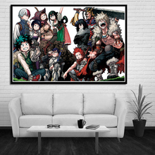 Todos los personajes Boku No Hero Academia póster de Anime japonés imprime imágenes de pared de Pintura al lienzo al óleo para la decoración del hogar de la sala de estar 2024 - compra barato