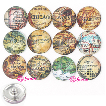 24pcs/lot Interchangeable Snap Jewelry 18mm Cabochon Glass Button Vintage USA Map Button for Bracelet Necklaces Earrings Rings 2024 - buy cheap