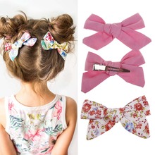 2Pcs/lot Baby Girls Hair Bows Barrettes Bohemian Printed Bowknot Hair Clip Handmade Hairpin Cute Kids Hair Accessories 2024 - buy cheap