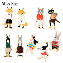 Mr and Miss-broches de esmalte para parejas, broche de gato, conejo, zorro, instrumento de jugador, insignias de conejo, regalo de joyería para amantes 2024 - compra barato