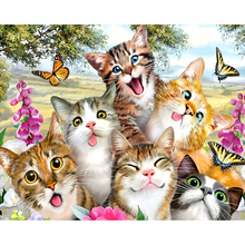 Pintura fofa de mosaico de gatinhos em ponto cruz pintura de diamante bordado de strass decoração para casa kbl 2024 - compre barato