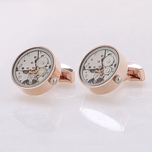 Hot Sale Men Steampunk Gear Watch Cufflinks Non-Functional Watch Movement Cuff links With Glass Stainless Steel Suits Wedding 2024 - buy cheap