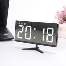 Reloj electrónico con gran número, pantalla LED para mesa de escritorio con función de repetición, decoración para el hogar, alarma de temperatura, espejo 2024 - compra barato