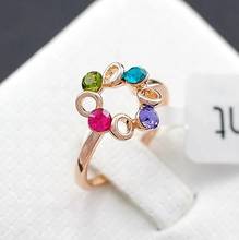 2019 Rainbow Color rhinestones Thin Rings For Women Rose Gold Cubic Zircon Birthstone Rhinestone Simple Rings anel Jewelry 2024 - buy cheap