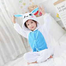 Miúdo coelho azul cosplay kigurumi onesias criança dos desenhos animados inverno anime macacão traje para a menina menino animal pijamas 2024 - compre barato