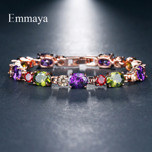Emmaya Luxury Women Multicolor Cubic Zircon Bracelet Bangles Classical Bracelet Rose Gold Wholesale Jewelry Party 2024 - buy cheap