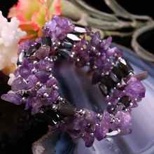 SUNYIK Фиолетовый Кристалл каменная крошка Магнитный гематит браслет из бусинок браслет Чокер Ожерелье 2024 - купить недорого
