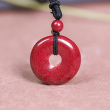 Drop Shipping Natural Cinnabar Safety Button Pendant Necklace Lucky Amulet Jade PingAnKou Necklace For Woman Men Fine Jewelry 2024 - buy cheap