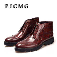 PJCMG New Fashion British Style Quality Genuine Leather Lace-up Martin Man's England Vantage Motorcycle High-top Boots 2024 - buy cheap