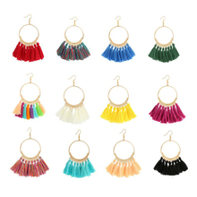 9 colors Tassel Earrings For Women Ethnic Big Drop Earrings Bohemia Fashion Jewelry Trendy Cotton Rope Fringe Long Dangle 2024 - buy cheap