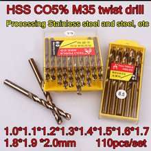 1.0*1.1*1.2*1.3*1.4*1.5*1.6*1.7*1.8*1.9 *2.0mm 110pcs/set  HSS C0%5 M35 twist drill Processing Stainless steel and steel, etc 2024 - buy cheap