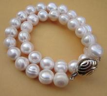 Elegante joyería de perlas, Top 2 filas AAA 12 MM pulsera de perlas blancas, 8 ''joyería de moda para mujer, regalo de fiesta de boda 2024 - compra barato