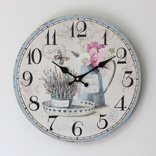 2015 Hot Sale Rushed Clocks Zakka Style Home Fashion Plants Pattern Round Electronic Wood Wall Clock Quartz Watch For Decoration 2024 - buy cheap
