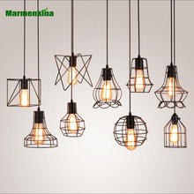 Marmenkina black cage iron minimalist Pendant light Loft Scandinavian pyramid lamp metal Hanging Lamp E27 Indoor light 2024 - buy cheap