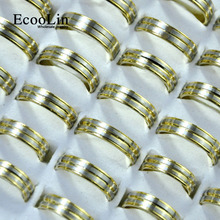 EcooLin-anillos de acero inoxidable para mujer y hombre, joyería a la moda, color dorado y plateado, 100 Uds., LR4037 2024 - compra barato