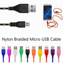 Cable de datos de nailon Cable micro-USB trenzado de alta velocidad, 1/2/3m, USB 2,0 V8, Micro B, Cable de carga trenzado 2024 - compra barato