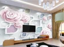 Papel tapiz 3D personalizado, murales de rosa para sala de estar, dormitorio, Fondo de TV, pared de vinilo, papel de pared 2024 - compra barato