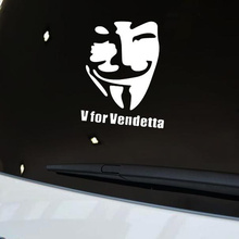 Автомобильные наклейки V для Vendetta забавные креативные наклейки для заднего лобового стекла водонепроницаемые авто тюнинг Стайлинг 17x13 см D10 2024 - купить недорого