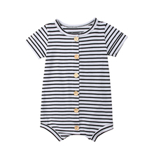 Newborn Baby Boys Girls Toddler Romper Short Sleeve Jumpsuit Striped 2018 Summer suit White Black Outfits 2024 - buy cheap