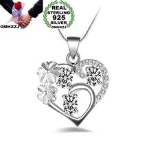 OMHXZJ Wholesale Personality Fashion OL Woman Girl Party Gift White Amethyst Heart AAA Zircon 925 Sterling Silver Necklace NC40 2024 - buy cheap