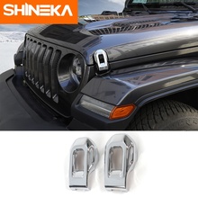 SHINEKA Car Stickers For Jeep Wrangler JL 2018 Hood Latch Cover Decoration Chrome Sticker For Jeep Wrangler JL 2024 - buy cheap
