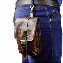 Real Leather men Casual Design Small Waist Bag Pouch Cowhide Fashion Hook Waist Belt Pack Cigarette Case Phone Pouch 014-c 2024 - buy cheap