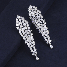 20*75 MM Luxury Women Bridal Wedding Earrings Full Cubic Zirconia Inlaid Long Dangle Earrings Statement Fashion Jewelry 2024 - buy cheap