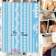 1PC Sexy Lace Leave Bracelet Design White Henna Tattoo Body Art Temporary Tattoo Sticker Women Wedding Jewel Arm Leg Tatoo PJ045 2024 - buy cheap