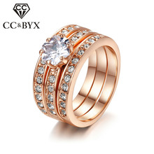 CC Jewelry-Anillo de boda de lujo para mujer, joyería de moda, Color oro rosa, accesorios de compromiso, bisutería CC1024 2024 - compra barato