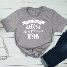 Camiseta de "Who Needs Eggs", camisa con estampado divertido de Jesús, eslogan de Pascua, religión islámica, de algodón, informal, grunge, tumblr 2024 - compra barato