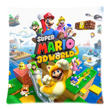 Наволочка из хлопка и льна с двумя боковыми принтами Super Mario 17,7 "X17.7" (45X45 см) 2024 - купить недорого