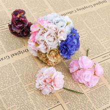 Seda pequeña Artificial 6 cabezas de flores Bouquet de rosas para boda fiesta decoración de casa habitación jardín decorativo falso flores 2024 - compra barato