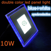 Painel de luz de led de 10w, quadrado, acrílico, cor dupla, lâmpada embutida para teto de casa, luminária, led, branco frio com azul 2024 - compre barato