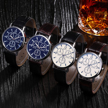 Men's Watch Blu Ray Glass Watch Neutral Quartz Simulates The Wrist Watch Leather Watch Band Retro Relogio Masculino Mens Watches 2024 - buy cheap