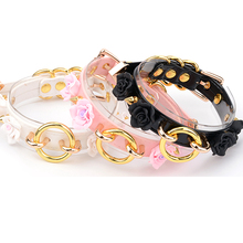 Gargantilha artesanal de camadas, de flor, cravejada de homem, dourado, rosa, preto, colar floral kawaii, da moda 2024 - compre barato