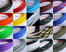 Cable de mangas extensibles de PET trenzado ajustado, 2M, 10mm de ancho, 13/32 pulgadas, negro/rojo/amarillo/verde/azul/morado/gris/blanco/transparente 2024 - compra barato