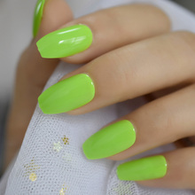 Fashion Solid Color Apple Green Color Ballerina Coffin UV False Nails Flat Hand Finger Fake Nails Press on Summer Wear Nail Art 2024 - buy cheap