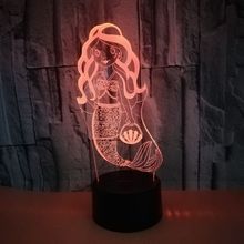 New Mermaid 3d Night Light Colorful Visual Touch Gift  Led Night Light Luminaria Led Powerbank 3d Lamp 2024 - buy cheap