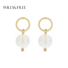 Wild&Free New Design Gold Circle Stud Earrings For Women Fashion Jewelry With Big White Acrylic Bead Earring Accessories Brincos 2024 - buy cheap