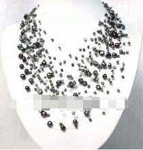 real Charming Starriness Black Cultured Pearl Necklace vogue jewelry 2024 - buy cheap