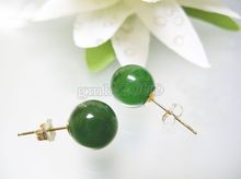 10mm Natural Green Natural jade 18kgp Earrings 2024 - buy cheap
