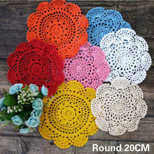 20CM Round Cotton Table Cloth Mat Coaster Pad Handmade Crochet Wedding Doily Christmas Tablecloth Coffee Mug Cup Mat Pad Decor 2024 - buy cheap
