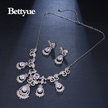 Bettyue-Conjuntos de joyas originales para mujer, conjunto de joyería geométrica de oro blanco y circonita AAA, regalo de boda floral 2024 - compra barato