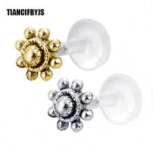 TianciFBYJS Silver Labret Stud Crystal Cartilage Piercing Tragus Earrings Lip Ring Tree OF life Flower Bead Body Jewelry 2024 - buy cheap