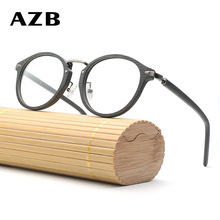 Óculos vintage de madeira para miopia azb, óculos redondo de armação de madeira para mulheres e homens 2024 - compre barato