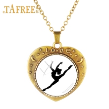 TAFREE Gymnast Dancer Pendant Necklace New Arrival Best Antique Bronze Plated Necklace Statement Chocker For Women Jewelry GY019 2024 - buy cheap