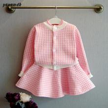 Yauamdb Kid Clothing Sets Spring Autumn Girls 3-8y Coat+Dress 2pcs Suits Cotton Plaid Casual Brand Children's Clothes Y46 2024 - buy cheap