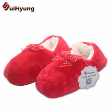 Suihyung Women Winter Slippers Soft Warm Home Cotton Shoes Polka Dot Bow Flat Slides Ladies Indoor Floor Socks Plush Slip On 2024 - buy cheap